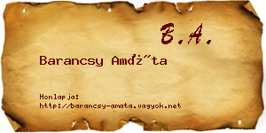 Barancsy Amáta névjegykártya